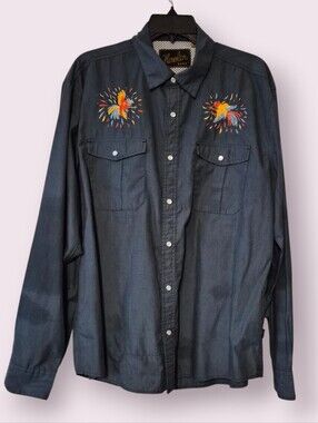 Howler Brothers "Dos Gallos" Gaucho Snapshirt in charcoal gray, Men's L